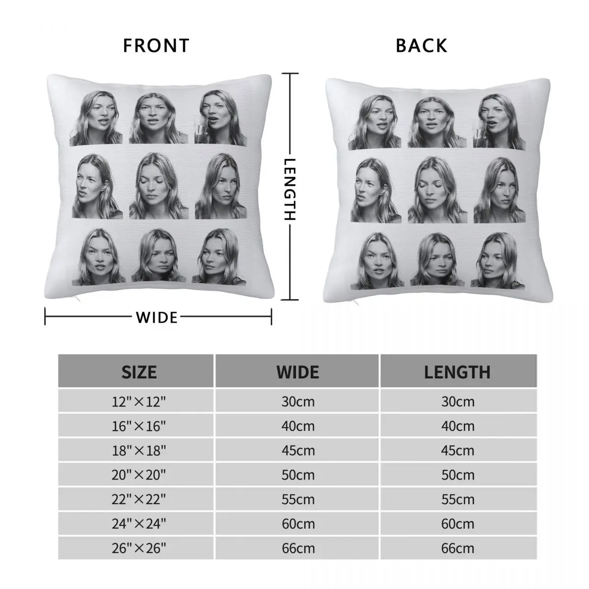 Kate Moss Photo Booth Square Pillowcase Polyester Linen Velvet Printed Zip Decorative Room Cushion Cover