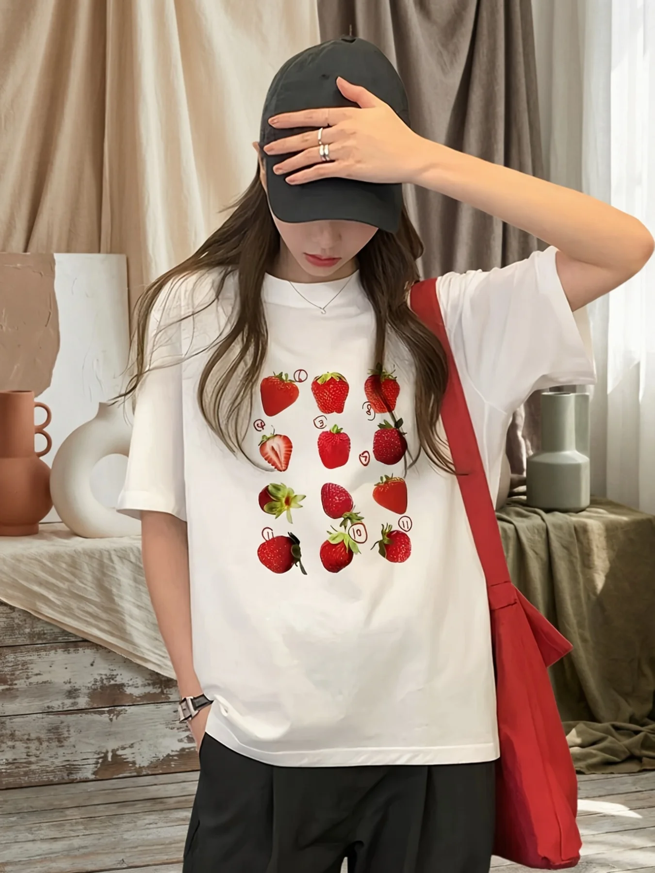 New Spring Summer 2026 Circle Print Women's Short Sleeve T Shirt Simple Casual Elegant Y2K Fashion Business Style