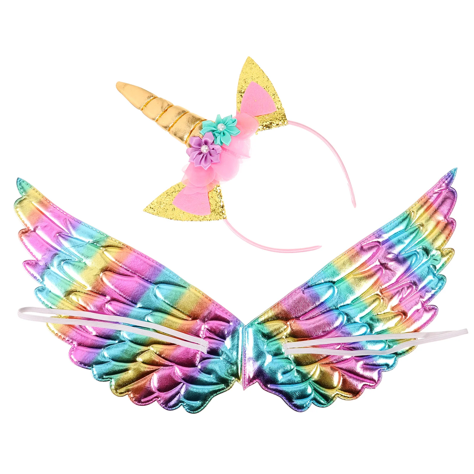 Unicorn Wings Fairy Headdress up Hair Hoop Adorable Photo Props Angel Christmas Gift Party Costume Performance Clothes Bands