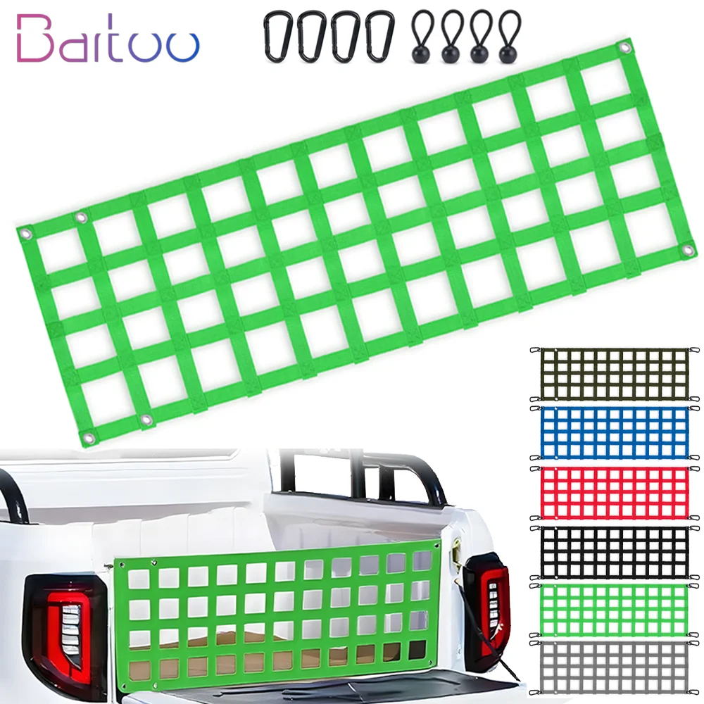 

60" x 18" Pickup Truck Bed Tailgate Net Tailgate Mesh Cargo Net Heavy Duty Cargo Netting with Hooks For Full-Size Trucks BAG112