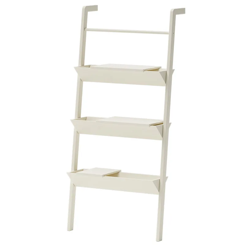 Bookshelf shelf integrated wall display rack multi-layer floor-to-ceiling solid wood living room advanced trapezoidal display