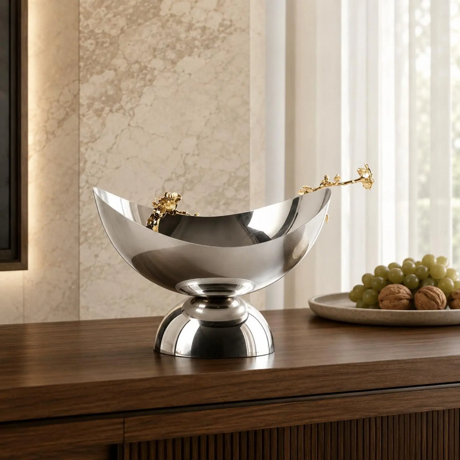 Pedestal Fruit Bowl Metal Fruit Tray Decorative Serving Bowl Lightweight Home Decor Modern Minimalist Design for Cafe