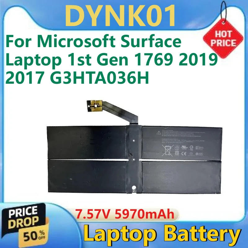 

Для ноутбука Microsoft Surface 1-го поколения 1769 2019 2017 G3HTA036H новый высококачественный сменный аккумулятор DYNK01 7,57 В 5970 мАч