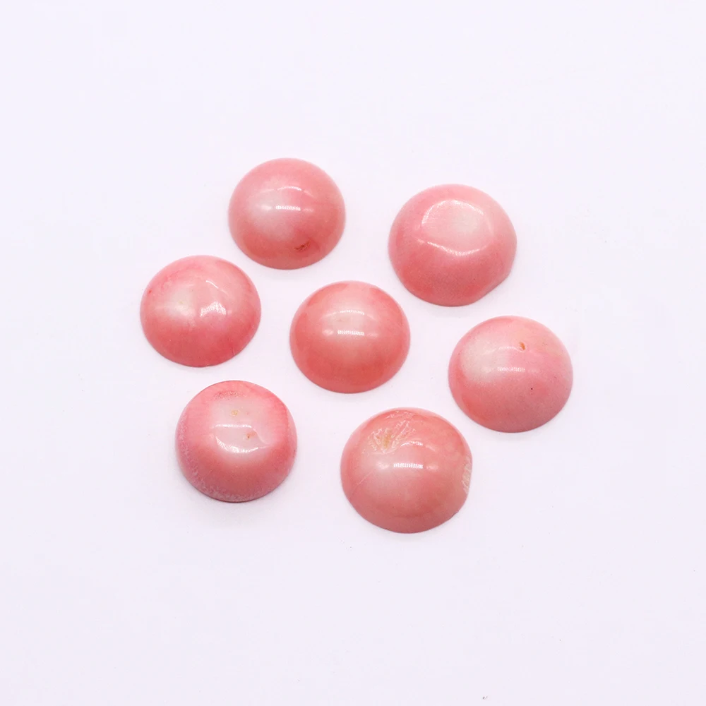 6-19mm High Quality Natural Coral Pink Gemstone Ring Face Round Fashion Jewelry Coral Jewelry Beads DIY Ring Ring Gift Making