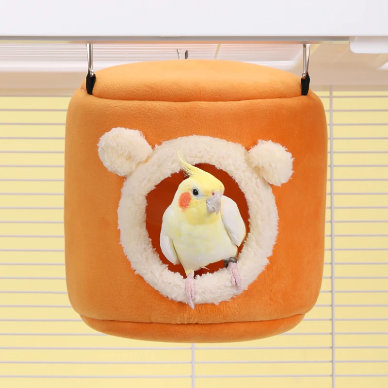 

Bird Cages Accessory Comfort Warmer for Cage Warm Parrot Nest with 3 Hooks Winter Large Easily Washable Pet Hanging Cage