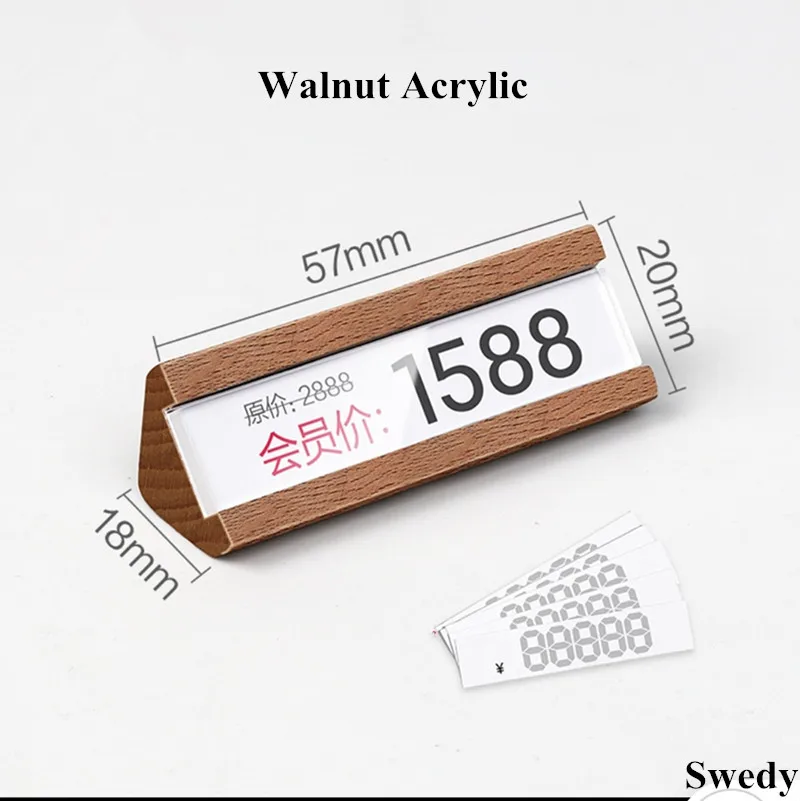 Promotional Jewellery Store Small Wood Base Plastic Price Cube Tag Display Stand Acrylic Numbers Price Label Holder Case