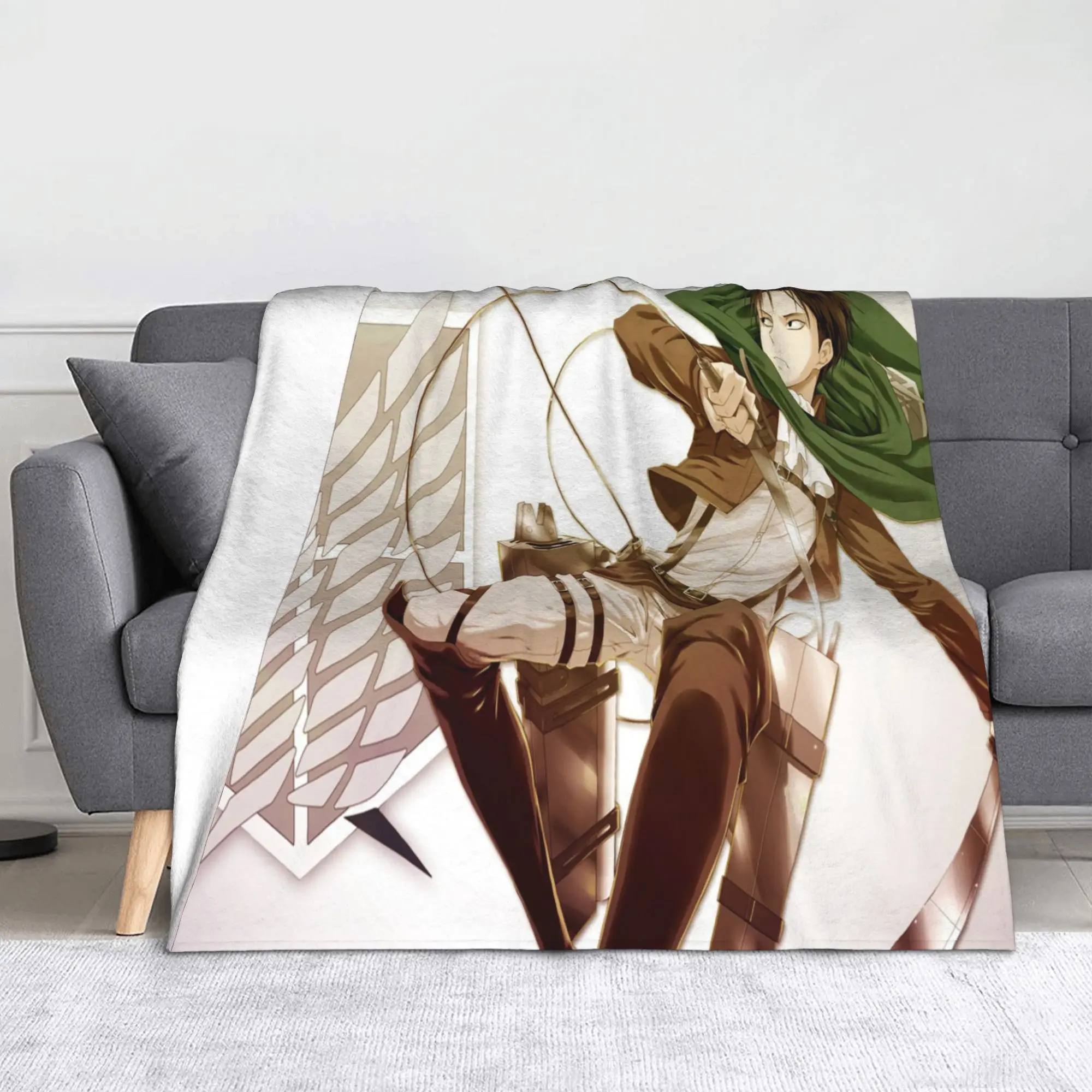 

Одеяло аниме Shingeki No Kyojin, фланелевое одеяло, домашний диван, портативное легкое покрывало