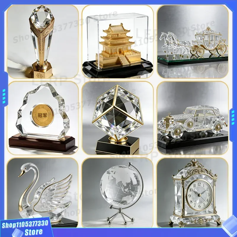 Custom 3D Crystal Building Model Car Desktop Ornament Creative Office Decoration Personalized Three Dimensional Glass