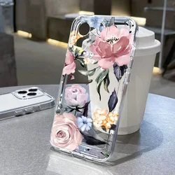 Rose Flower Phone Case For iPhone 13 Case for iPhone 11 12 14 15 Pro Max XR X XS 7 8 Plus SE 2020 Soft Silicone Shockproof Cover