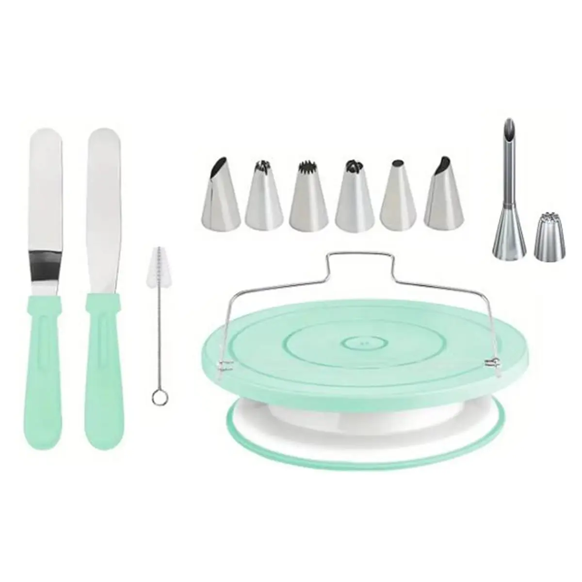 Multi-use Gear 80PCS Cake Decorating Set-Non-Slip Turntable with Piping Tips, Scrapers & Tools for DIY Accessories