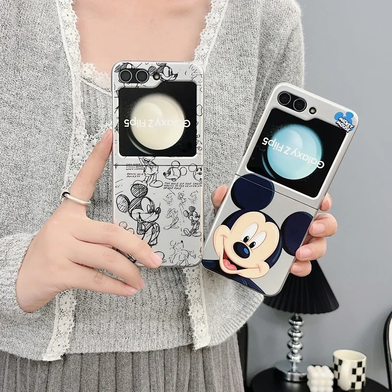 Simpatico cartone animato Disney Mickey Mouse placcatura custodia per telefono per Samsung Galaxy Z Flip 5 custodia trasparente morbida TPU Cover