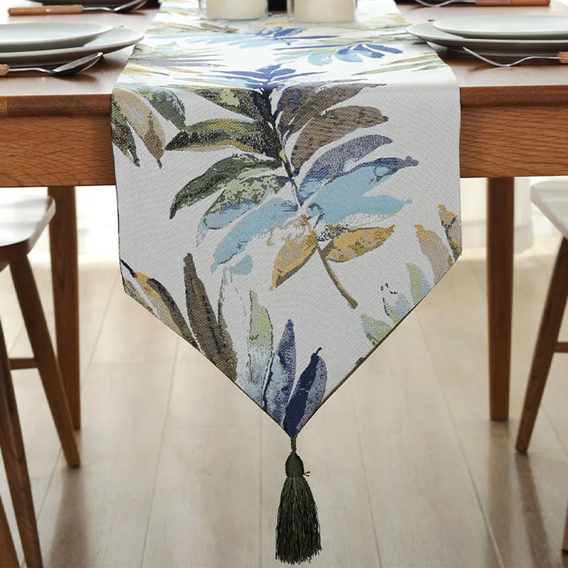 leaves painting table north US european style table runner  wholesale embroider  table runner for wedding hotel dinner party