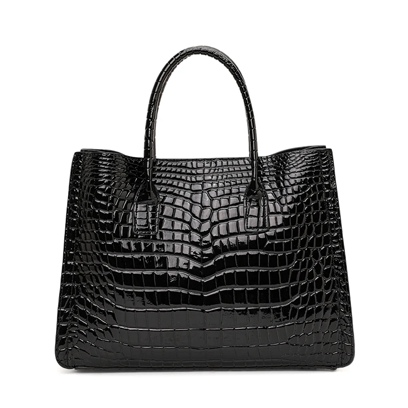 Women's light luxury niche crocodile pattern bag, genuine leather large-capacity shoulder bag, versatile for daily commuting