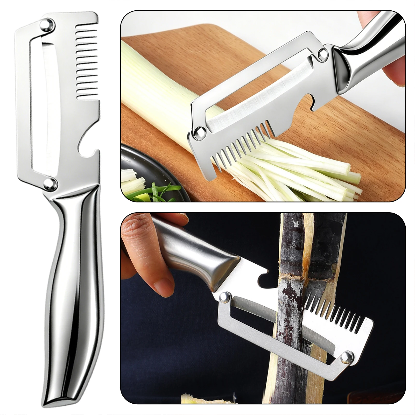 3 in 1 Multi-Function Peeler Fruit Knife Bottle Opener Stainless Steel Peeling Knife Kitchen-Specific Peeler Fruit Slicer