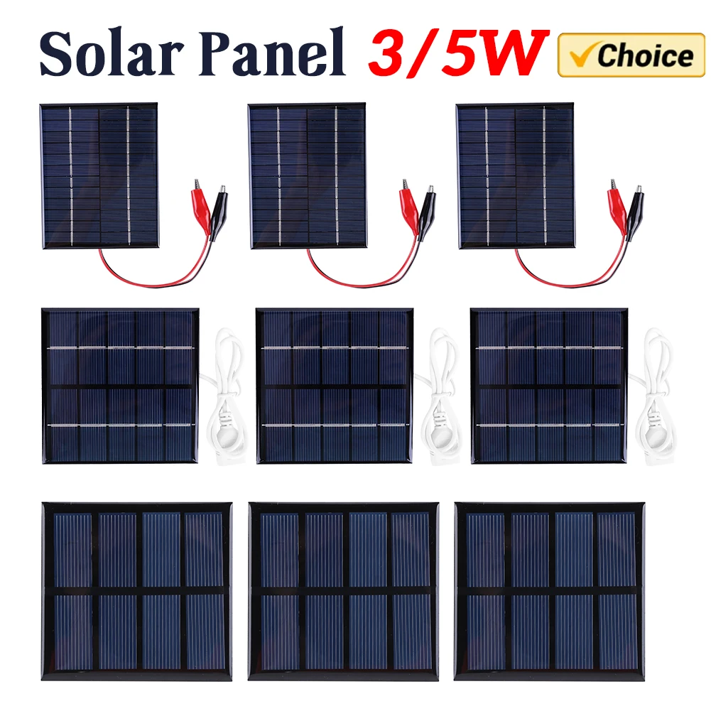 

5W 12V Solar Charging Panel Waterproof Mini Small Solar Panel Module Solar Battery Charger for Lamp Fan Pump for Outdoor Camping
