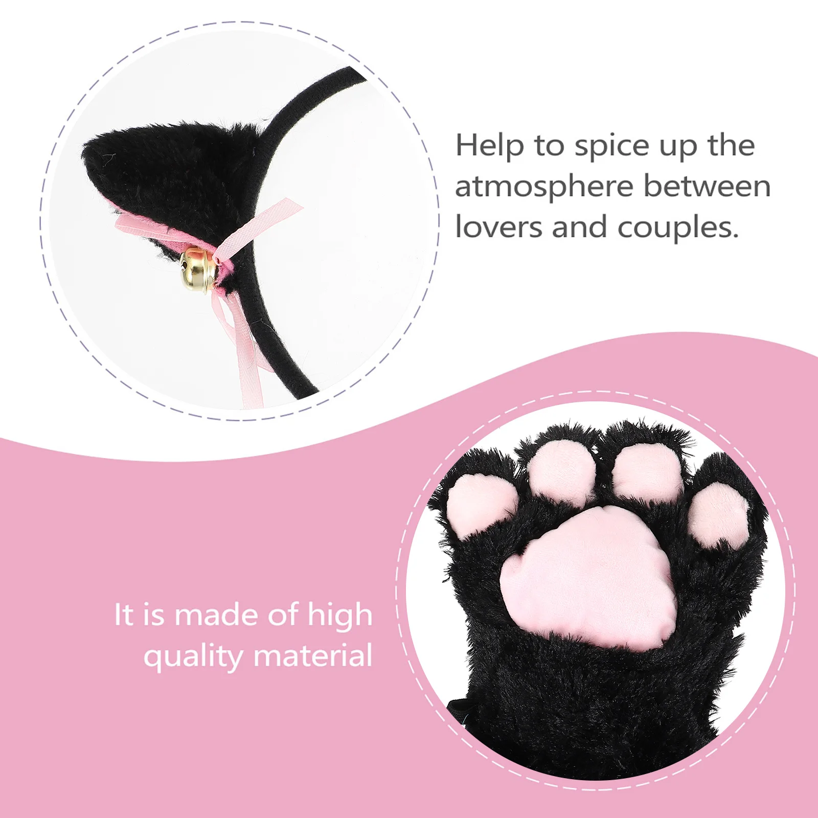 1Set Cat Ears Headband Tail Paw Bow Tie Cosplay Costume for Girls Role Playing Party Masquerade Festival Performance