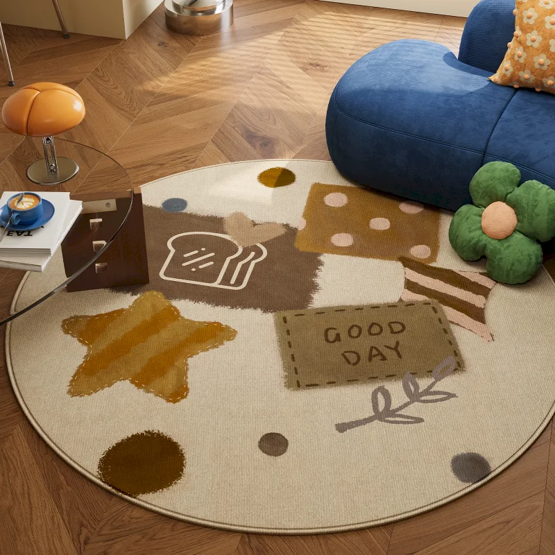 VIKAMA Cute Rocking Horse Circular Carpet Soft Anti Slip Area Carpet Children's Living Room Floor Mat Home Decoration