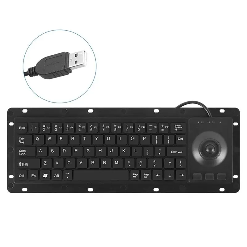 Industrial USB Trackball Board Keyboards with Touchpad and High Durability Trackpad for Medicals and Security Systems-ABVP