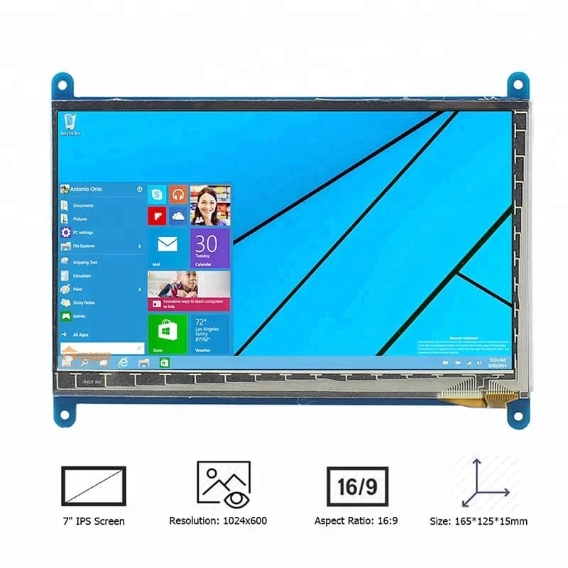 7 Inch 1024x600 LCD Capacitive Touch Screen Interface Touch Screen Raspberry Pi 3 LCD Display