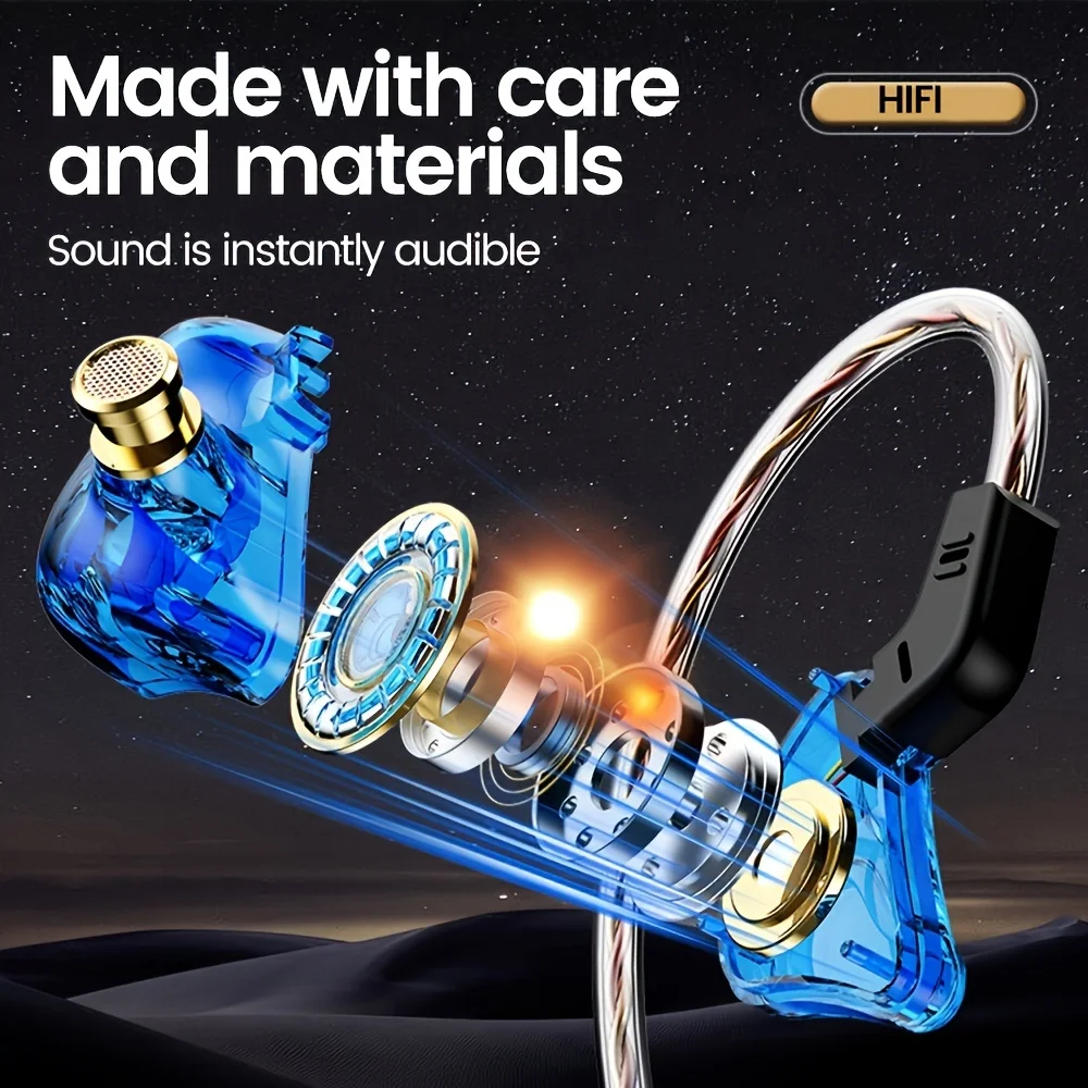 QKZ Type C&3.5mm Wired Earphones HiFi Sounds In Ear Monitor Earbuds Noise reduction Headphones Sports Gamer Headsets for Samsung