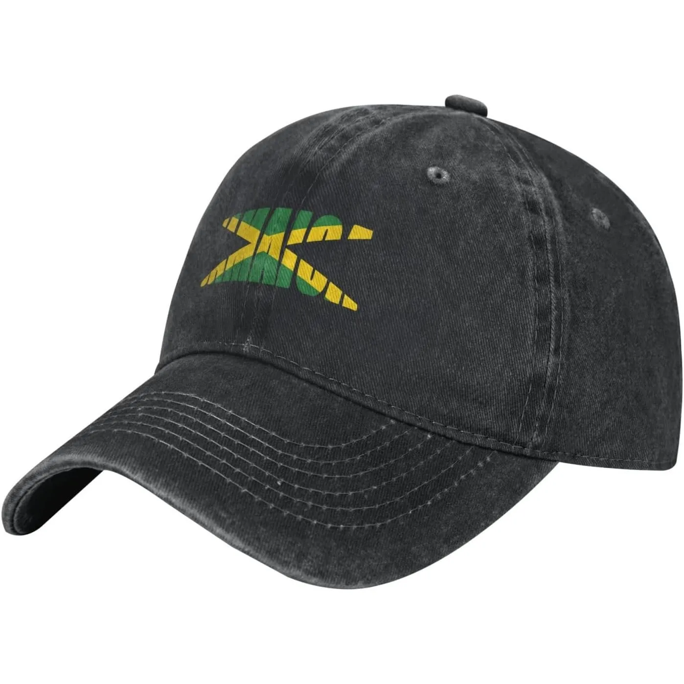 Jamaica-Flag-Text-Washed-Baseball-Cap-Unisex-Cotton-Adjustable-Sports-Golf-Dad-Hat