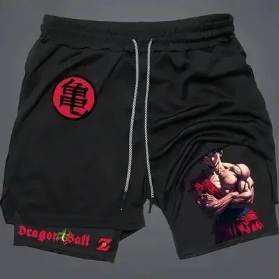 

Anime Dragon Ball Wukong Pattern Printed Shorts 2026 Men's 2-in-1 Sports Shorts Training Quick Drying Summer Y2K Style Shorts