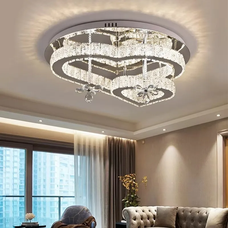 Modern Crystal Ceiling Light For Bedroom Living Room 85-265V Surface Mounted LED Stainless Steel For Dining Room Ceiling Lamp
