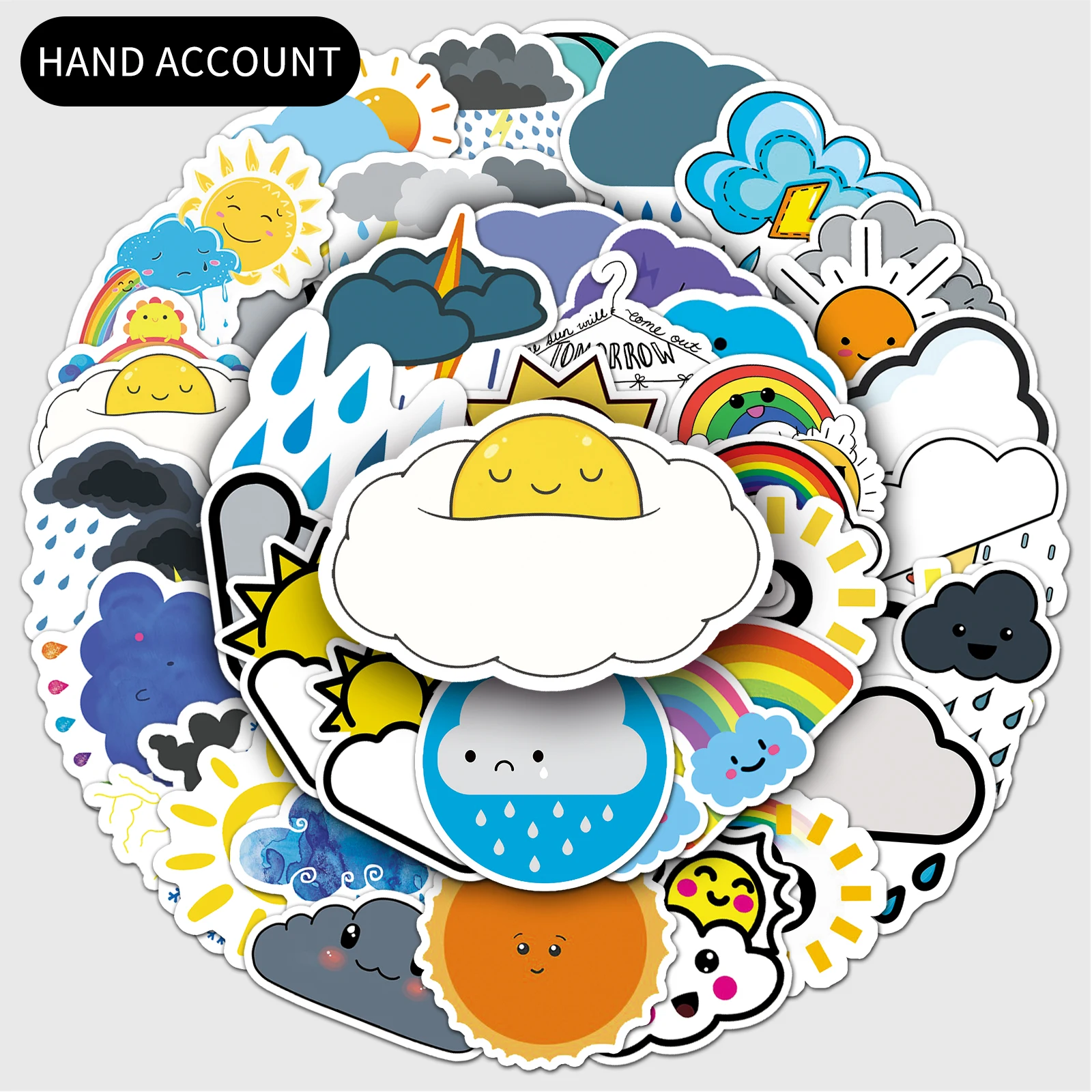 

50Pcs Weather Forecast Series Cartoon Cute Waterproof Sticker Skateboarding Snowboard Retro Vinyl home decal Sticker