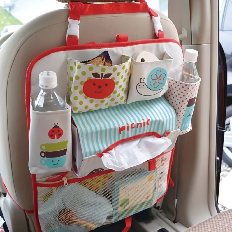 Cartoon Baby Car Seat Back Storage Bag, Large Capacity Multi-functional Hanging Bag, Kids Auto Seat Organizer Toddler Travel Box