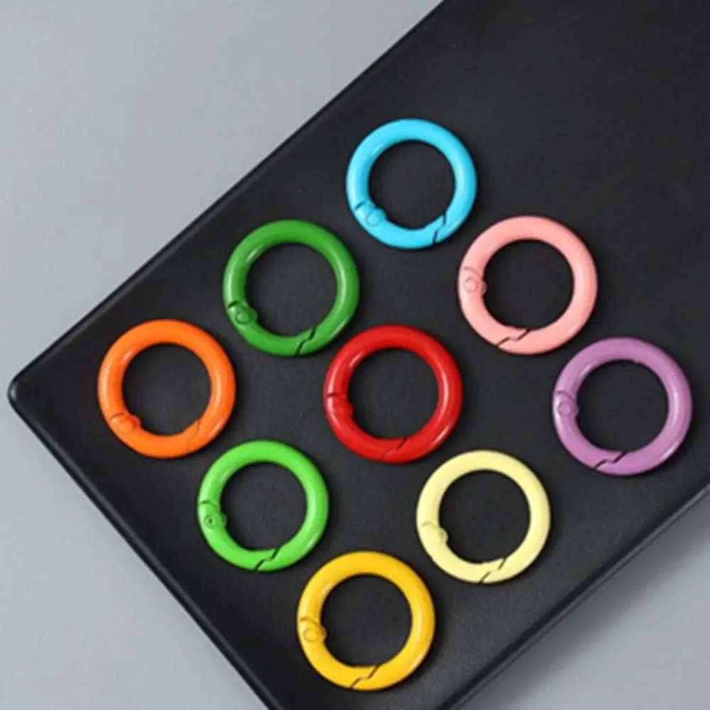 5 Pcs Buckles Connector 25mm O Ring Keychain Clips Colorful Durable Openable Round Carabiner Metal Spring Clasp Dog Chain