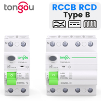 TONGOU RCD RCCB ELCB Type B EVES 30/100/300mA 2P 4P AC 63A 10kA Din Rail 35mm Residual Current Circuit Breaker