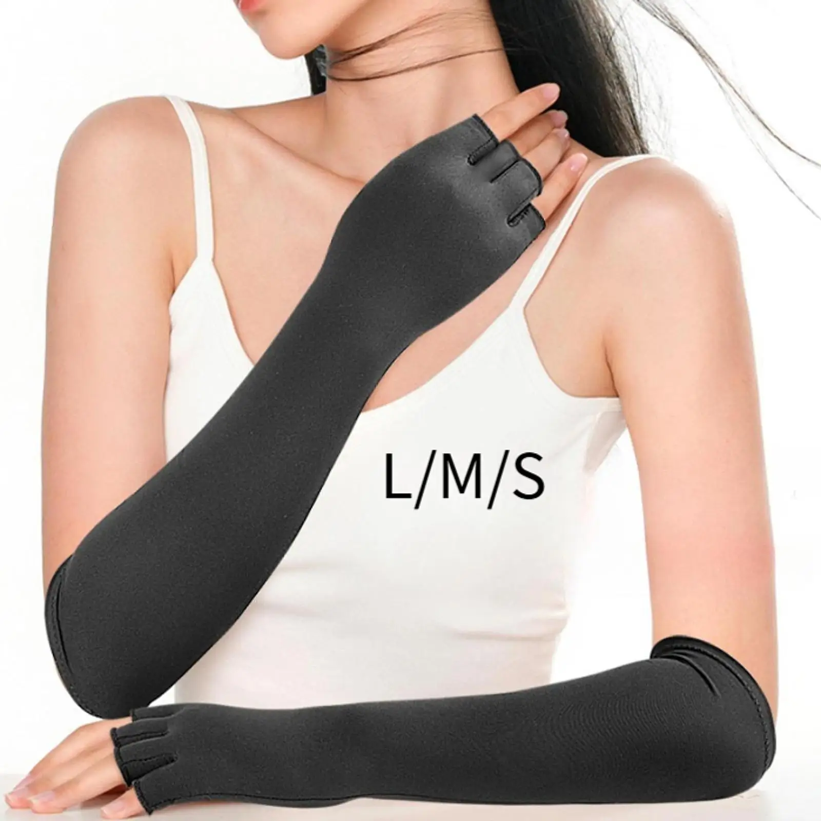 

Long Compression Gloves Hand Protection Gaming Gloves Breathable Sports Gloves Fingerless Gloves for Running Fitness Training