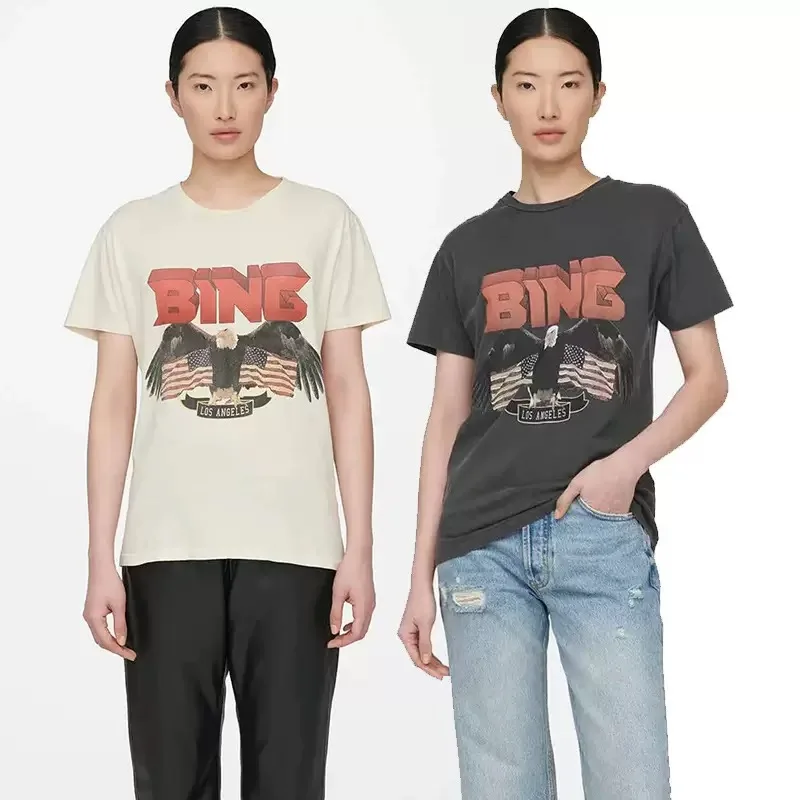 

Весна-лето Новая женская футболка ort Sve с принтом орла и потертостями Spor & Rich Cotton Повседневный круглый топ Ne Top