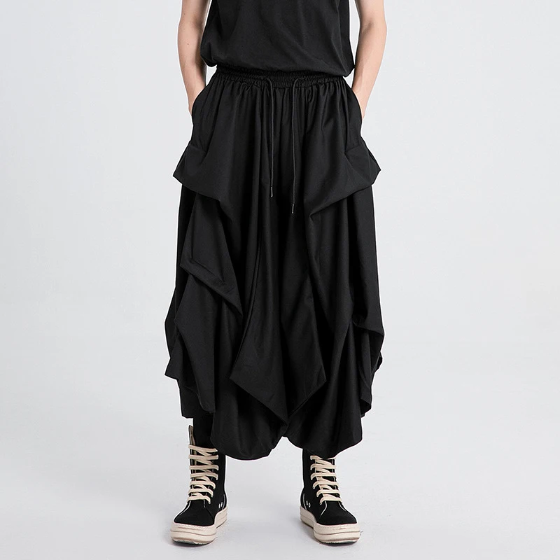 Men'S Casual Pants, Irregular Wide-Leg Pants, New Summer And Autumn Men'S Casual Cropped Pants, Loose Pants