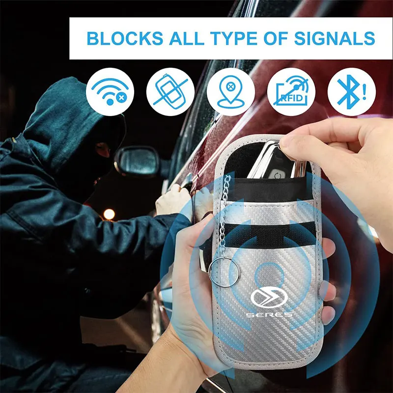 Car Keychain Case Zipper Carbon Fiber Key Protector Cover For Seres M5 M7 2022 2023