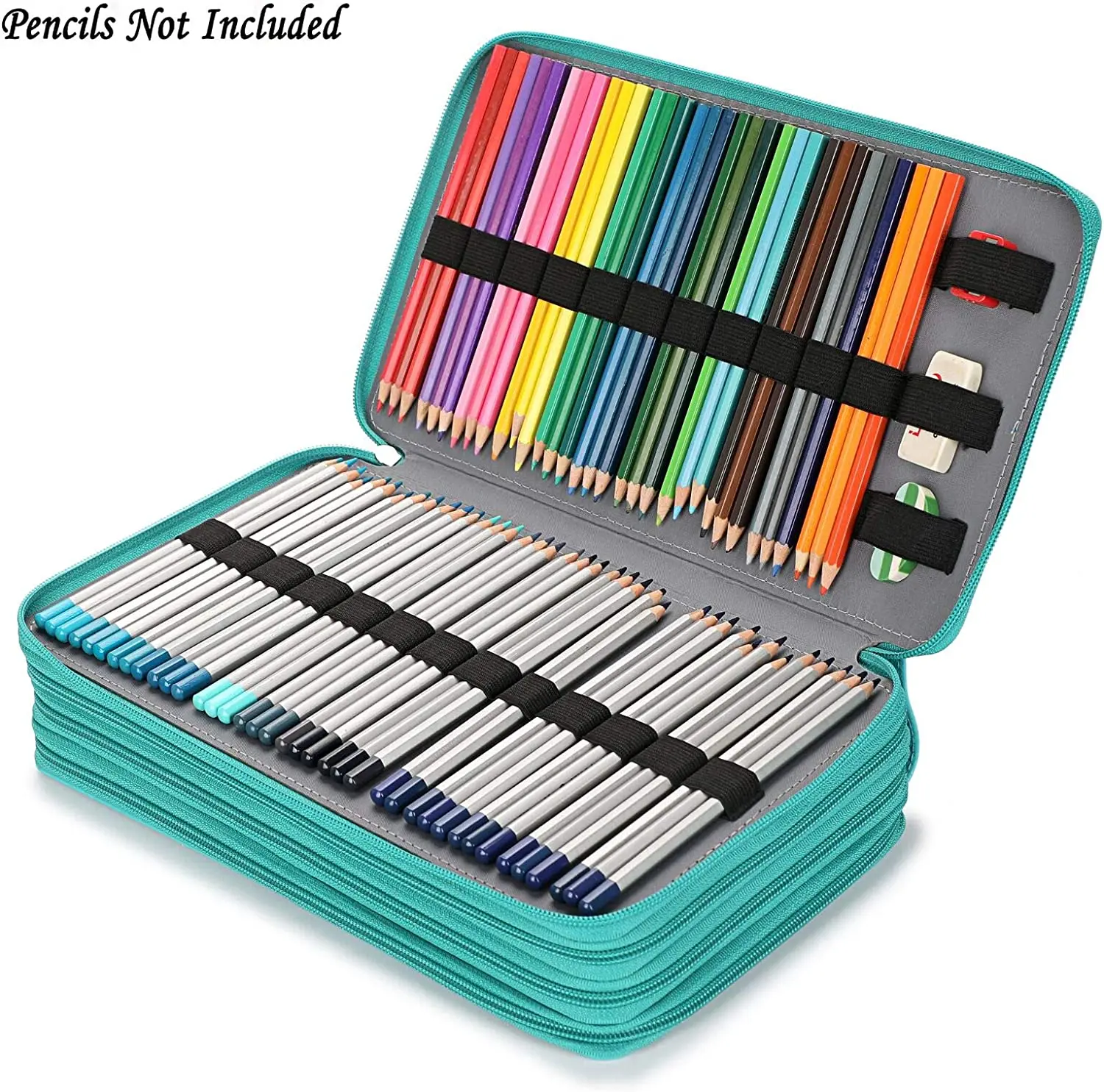 300 Slots Colored Pencil Organizer - Deluxe PU Leather Pencil Case Holder with Handle Strap Pencil Box Large for Colored Pencils