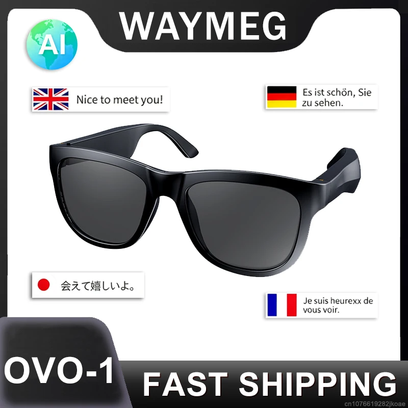 OVO-1 Smart AI Glasses Earphones Support Multiple countries Languages Automatic Voice Translation for Travel Business Meeting