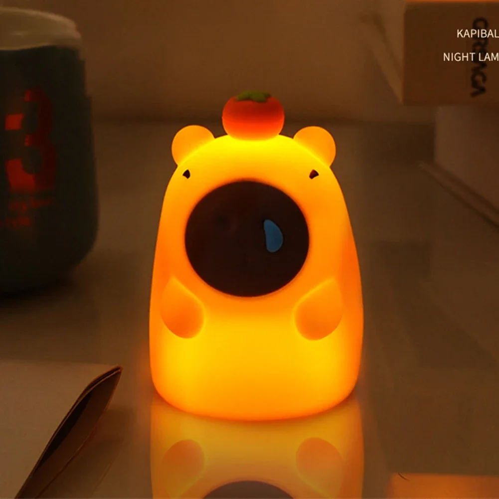 Cute Capybara Night Light Silicone Nightlamp USB Rechargeable Timing Lamp Patting Touch Control Led Lamp for Bedroom Living Room