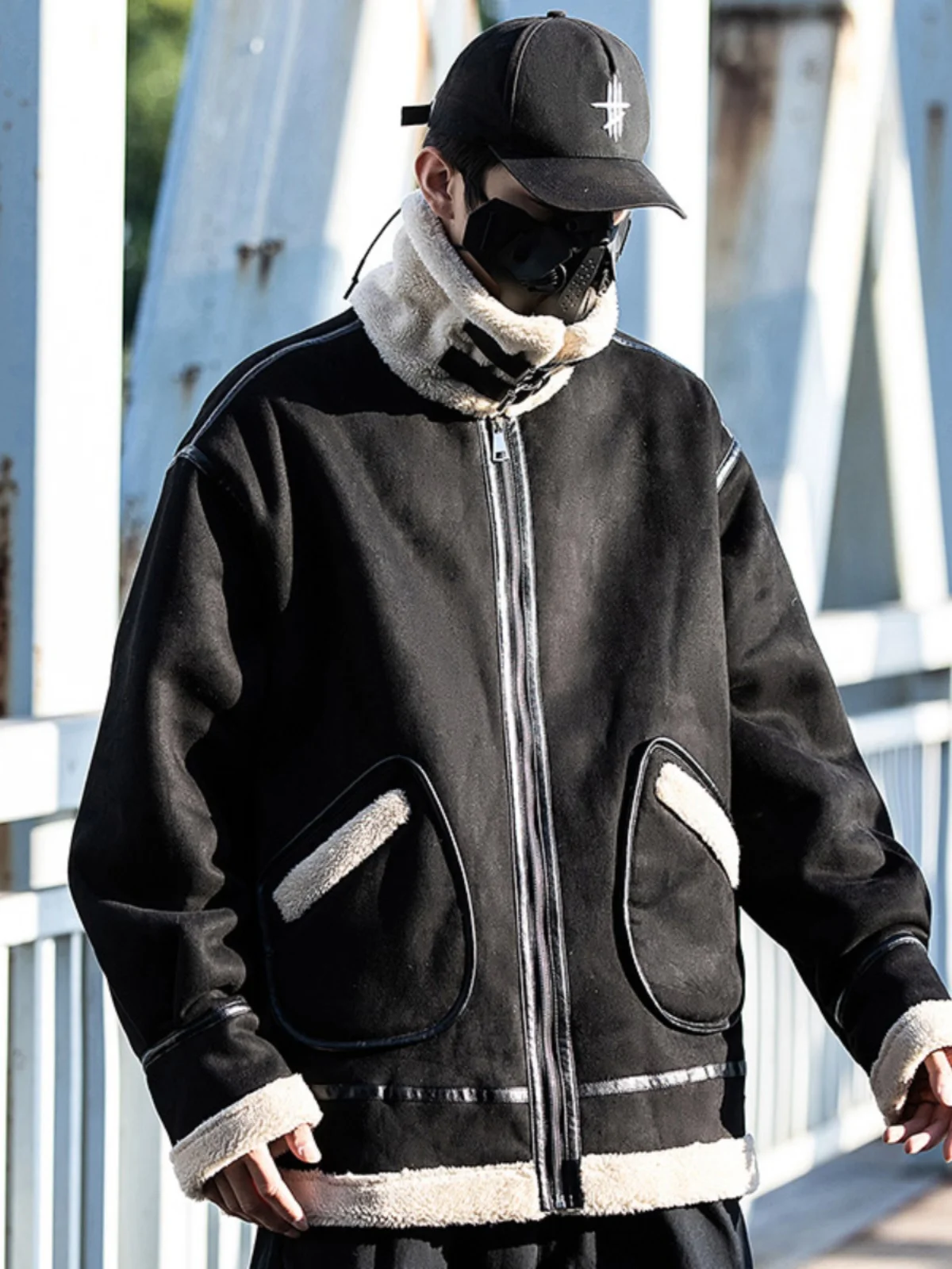 AOGZ Motorcycle Style Cotton Jacket Lamb Suede Velvet Fur Integrated Couples Outerwear Winter New Loose Fit Youth Casual