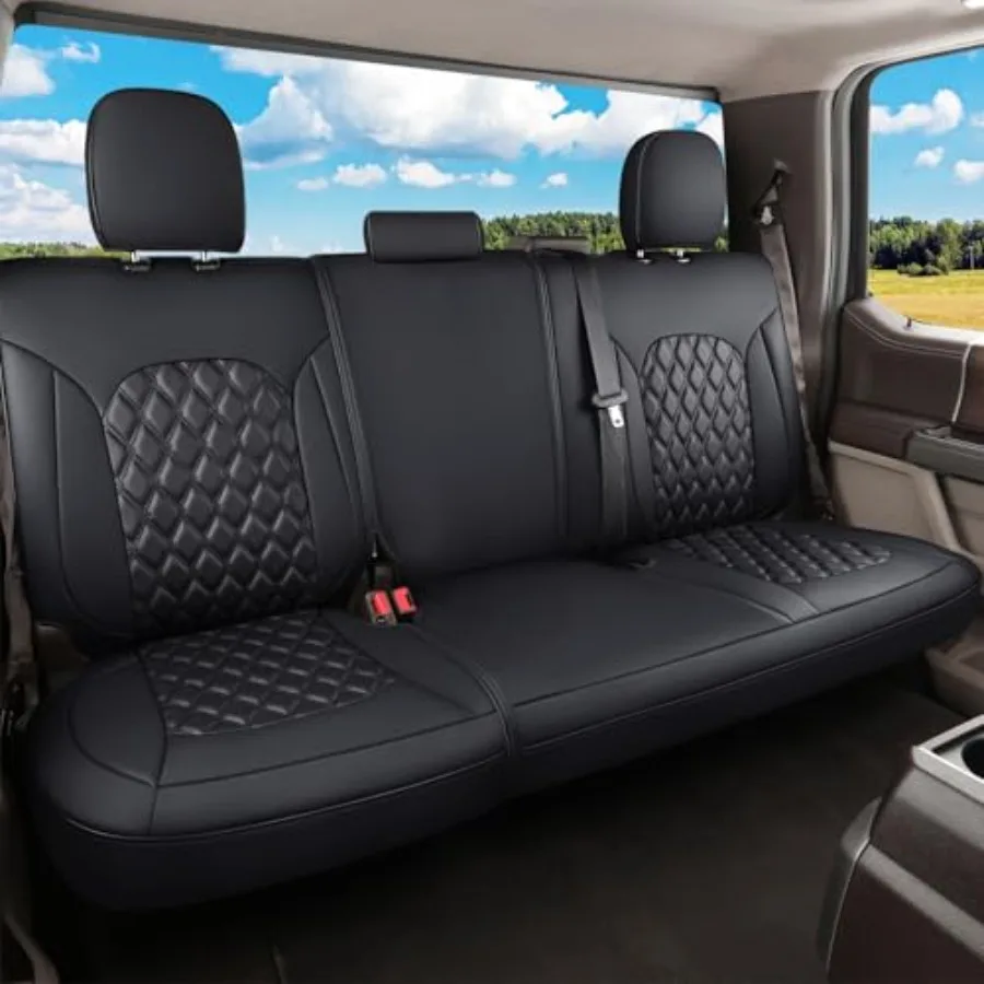 

Rear Bench Car Seat Covers for Toyota Tacoma 2016-2023 Double Crew Cab Black Leather Back Row Seat Cushion Cover Fit SR SR5 Lim