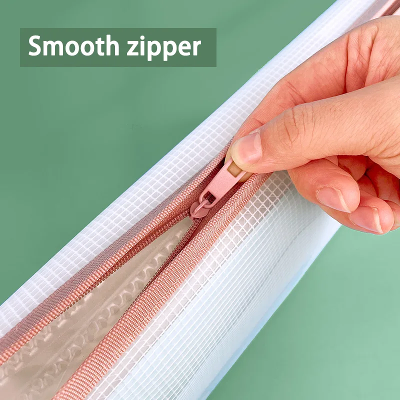 حقيبة ملفات HUAJIE EVA بسحاب، حقيبة تخزين شفافة للعمل المدرسي والامتحان مقاس A4، حقيبة سميكة للطلاب للأوراق والواجبات المنزلية