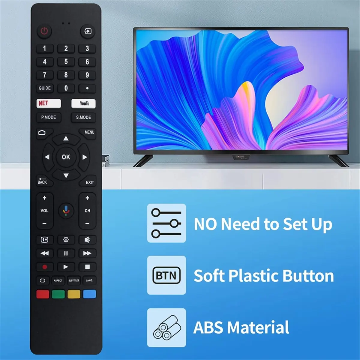 ~A445R Replace Remote Control for VEON Smart 4K UHD LED HDTV Android TV RC-NZ Remote Control Without Voice