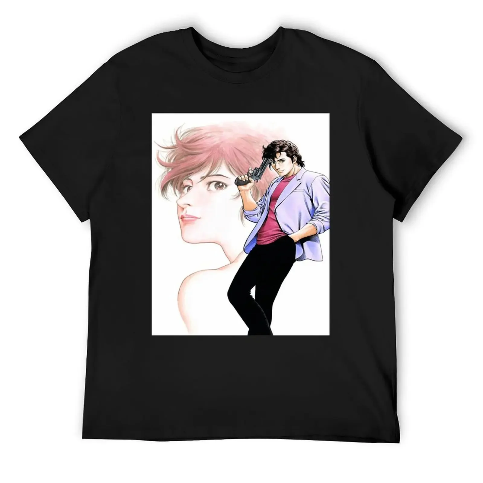 

City Hunter (Nicky Larson) - Ryo Saeba & Kaori T-Shirt Short sleeve tee blue archive funny costumes Men's clothing