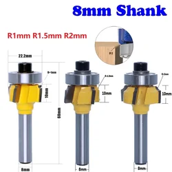 8mm Shank Woodworking Milling Cutter R1mm R1.5mm R2mm Trimming Edge Trimmer 4 Teeth Wood Router Bit Trimming Cutter