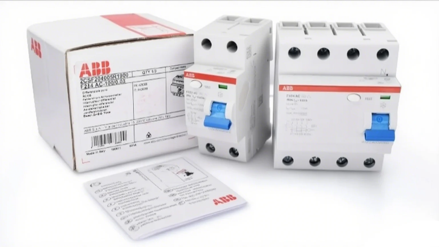 ABB إيطاليا التيار المتناوب نوع قطاع دارة الكهرومغناطيسية حماية التسرب F202 F204 2P 4P 25A 40A 80A 100A المنتج الأصلي