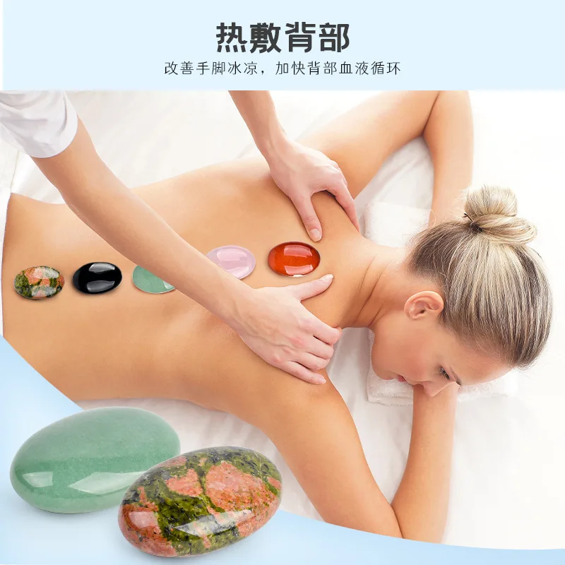 Hot Stone SPA Back Massage Crystal Jade Palm Stone Hand Massager Worry Gemstone Chakra Healing Skin Care Body Beauty Product