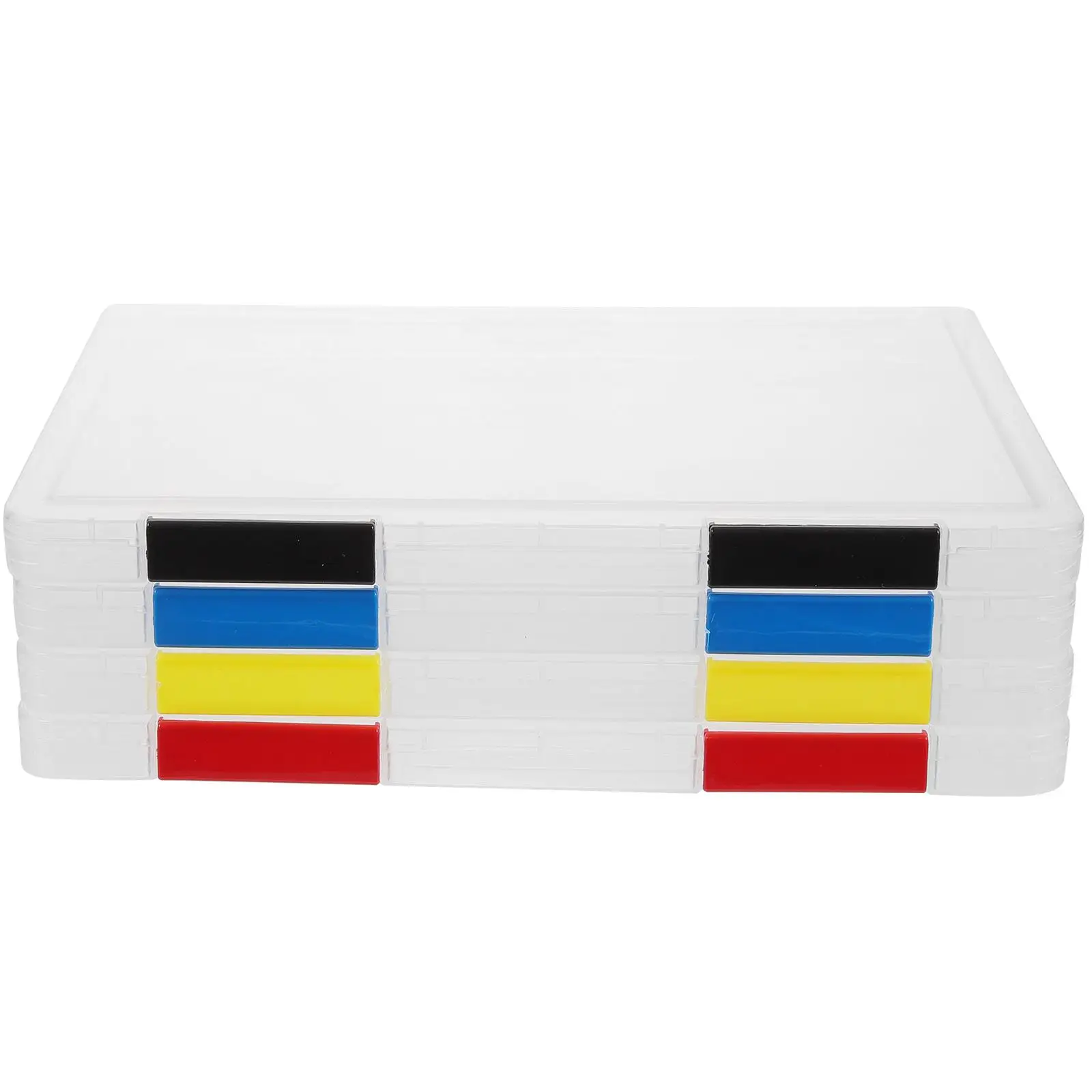 4 Pcs A4 File Box Clear Transparent Document Holder for Desk Office Student 31x23x2cm Color Sturdy Stackable Storage
