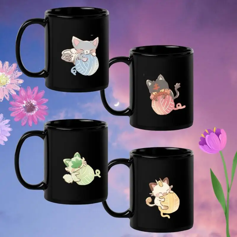 Taza de Cerámica con Diseño de Litten, Sprigatito y Meowth, Dibujos Animados de Anime, 330 ml, Taza de Cerámica para Beber, Versión Q, Taza de Café de Cerámica, Regalos