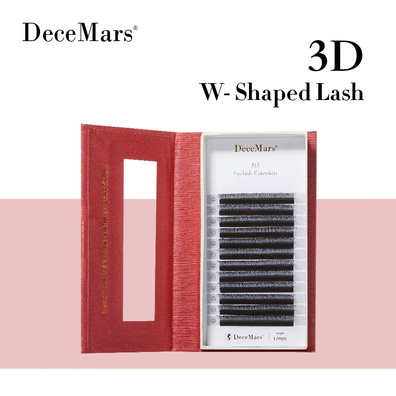 DeceMars 3D W-Shaped Eyelashes Extensions 3 Tip C/D/dd Curl High Quality Idividual Lash