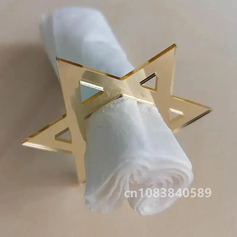 12pcs David Star Hebrew Napkin Holder, Acrylic Israel Jewish Star of David Napkin Ring